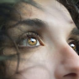 Close-up of a woman's eyes and nose